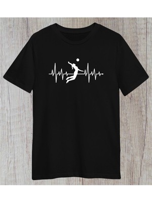 Cakkey Çizgisel Kalp Ritmi File Voleybol Voleybolcu / Spor / Hediye Sporcu  Regular Tshirt