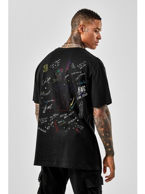 Cakkey Moonlife Oversize Cool Dude Baskılı Siyah Tshirt