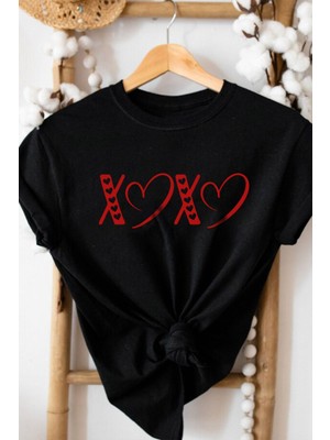 Cakkey Xoxo Sevgililer Günü Kalp Tişört