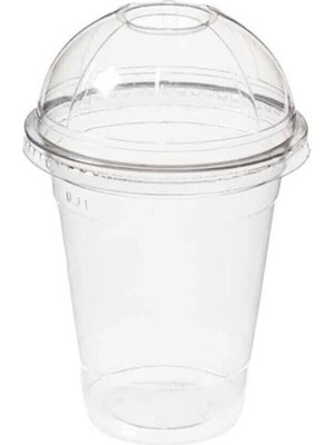 Yalova Ambalaj 350CC Pet Plastik Limonata Milkshake Bardağı 50 Adet Kapaklı