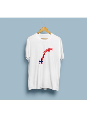 Bahriyeli Collection Oversize Norway / Norveç Haritası Tasarım Unisex T-Shirt