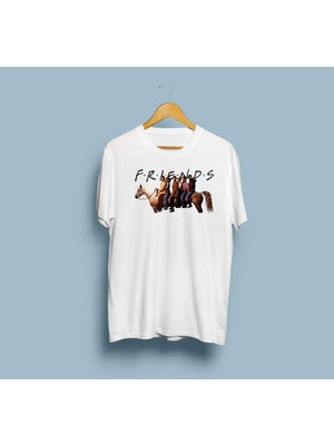 Bahriyeli Collection Oversize Friends Logolu ve Karakter Baskılı Unisex T-Shirt