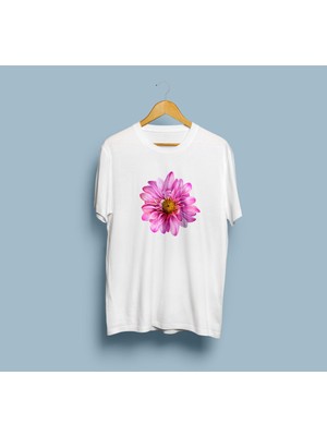 Bahriyeli Collection Oversize Pembe Mona Lisa Çiçeği Tasarım Unisex T-Shirt