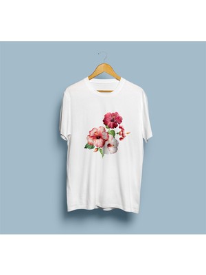 Bahriyeli Collection Oversize Hibiscus Flowers Tasarım Unisex T-Shirt