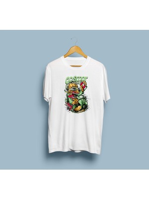 Bahriyeli Collection Oversize Green Cacatus Coscoot Tasarımlı Unisex T-Shirt