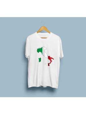 Bahriyeli Collection Oversize Italy / Italya Haritası ve Bayrağı Unisex T-Shirt