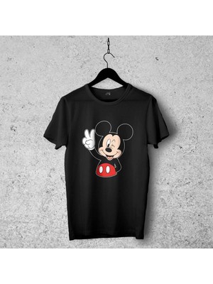 Cakkey Mickey Mouse Tasarımlı Tshirt 043,  Premium,çatlama Solma Yapmaz Çizgili Kahramanlar