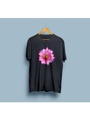 Bahriyeli Collection Oversize Pembe Mona Lisa Çiçeği Tasarım Unisex T-Shirt