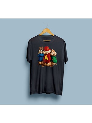 Bahriyeli Collection Oversize Alvin ve Sincaplar Tasarım Unisex T-Shirt