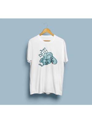 Bahriyeli Collection Oversize Just Do It Ahtapot Tasarım Unisex T-Shirt