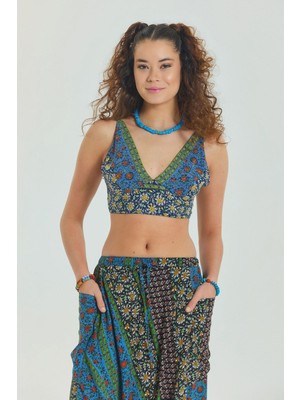 Bağcıklı Sırtı Açık Ayarlanabilir Crop Bluz