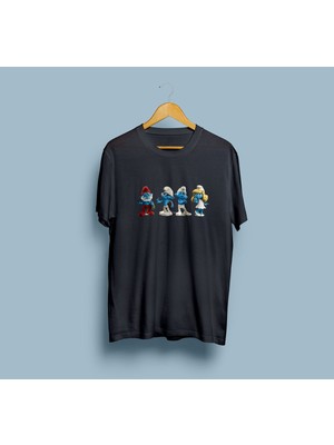 Bahriyeli Collection Oversize Şirinler Baskılı Unisex T-Shirt