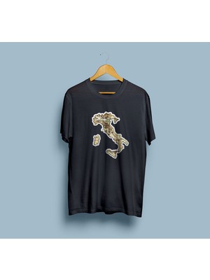 Bahriyeli Collection Oversize Italya Haritası Tasarım Unisex T-Shirt