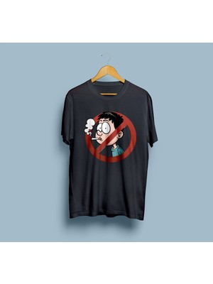Bahriyeli Collection Oversize Sigara Içilmez Karikatür Baskılı Unisex T-Shirt