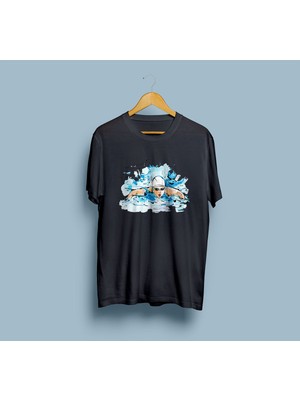 Bahriyeli Collection Oversize Swimming Tasarım Unisex T-Shirt