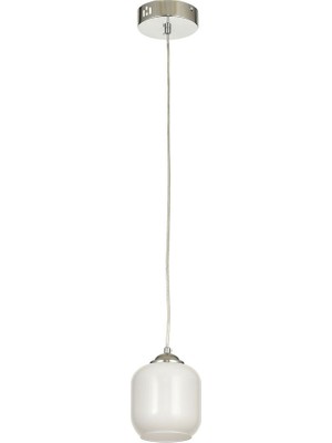 Siena Tekli Beyaz Camlı Salon Oturma Odası Modern Avize - (Krom Kaplama)