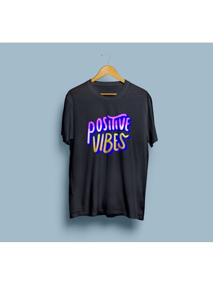 Bahriyeli Collection Oversize Positive Vibes Tasarım Unisex T-Shirt
