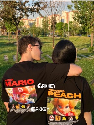 14 Şubat Sevgililer Günü Super Mario&princess Peach Baskılı Couple Çift T-Shirt