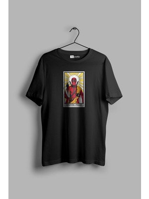 Cakkey Deadpool Marvel Jesus Baskılı Siyah Tişört
