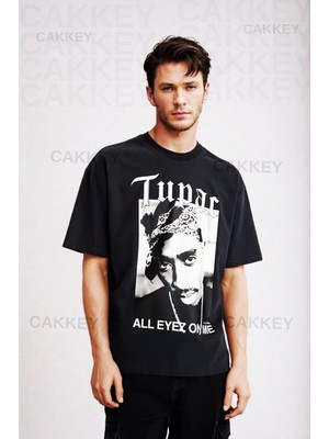 Cakkey Tupac Baskılı Oversize T-Shirt