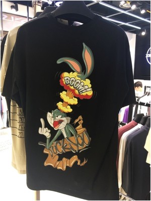 Cakkey Bad Bugs Bunny Sırt Baskılı Oversize (Bol Kalıp)  T-Shirt 100% Pamuk Nefes Alan Ince Kalite