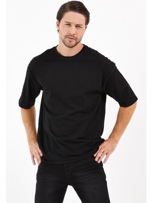 Cakkey Pamuk Bisiklet Siyah Oversize T-Shirt