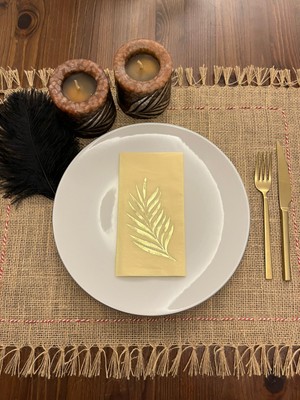 Kidspartim Gold Yaldızlı Sarı Yaprak Desenli Peçete 16 Adet