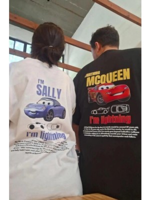 Bahriyeli Collection Oversize Sally ve Mcqueen Çift Tasarım T-Shirt
