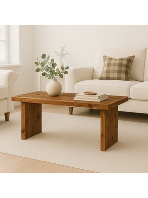 Doğal Ahşap Modern Orta Sehpa - El Yapımı Minimal Tasarım, Masif Çam