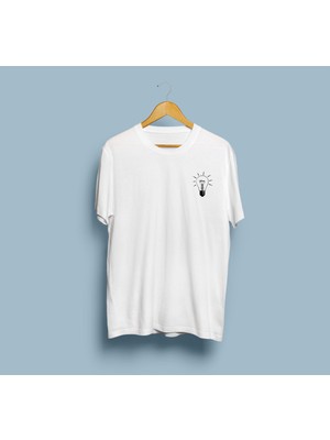 Bahriyeli Collection Oversize Ampul Desenli Cep Logolu Unisex T-Shirt