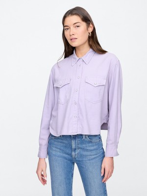 Gap Kadın Lila Denim Western Gömlek