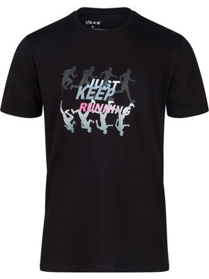 2as As Alex Baskılı Erkek Sıfır Yaka T-Shirt Siyah