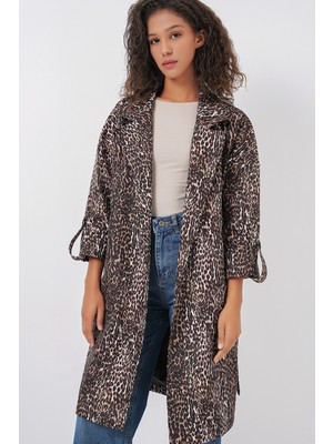 Bigdart 9104 Kadın Trençkot E. Kahve Renk Kruvaze Yaka 100% Polyester Astar