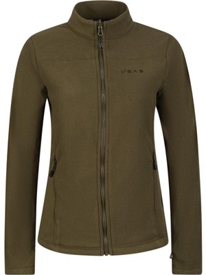 2AS Cara Kadın Tam Fermuarlı İnce Polar Sweatshirt Haki