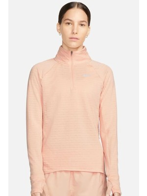 Nike Therma Fit Element 1/2 Zip Running Long Sleeve Kadın Yarım Fermuarlı Koşu Sweatshirt Pembe Turuncu