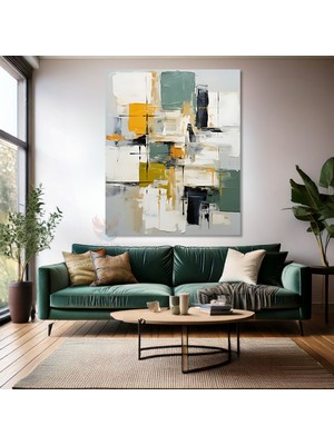 Yağlı Boya Görünümlü Soyut Kanvas Tablo Sade Şık Modern Oturma Odası Tablosu Kanvas Duvar Tablosu