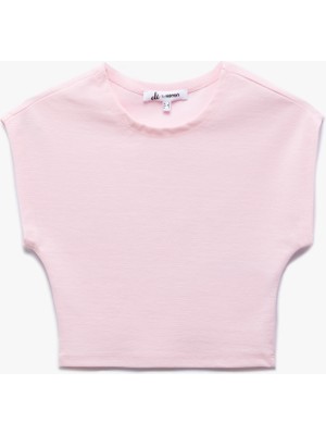 Koton Bisiklet Yaka Kolsuz Modal Karışımlı Slim Fit Crop Kadın Tişört