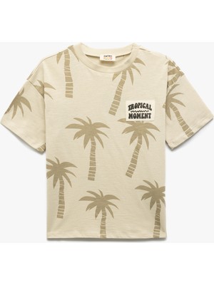 Koton Pamuklu Bisiklet Yaka Kısa Kollu Baskılı Tişört