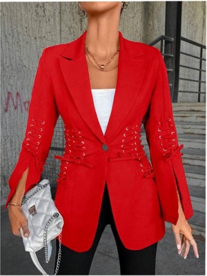 Gökyüzü Moda Bağcık Detaylı Tasarım Ceket