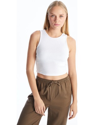 Lc Waikiki Yeni Sezon Bisiklet Yaka Dokulu Kadin Crop - S5GP95Z8