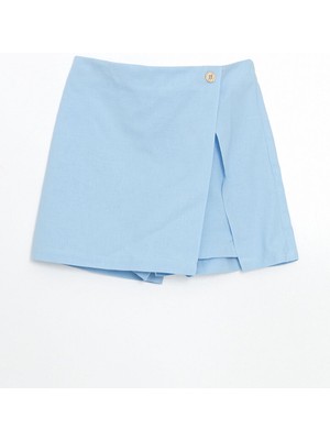 Lc Waikiki Yeni Sezon Beli Lastikli Keten Karisimli Kiz Cocuk Sort Etek - S59492Z4