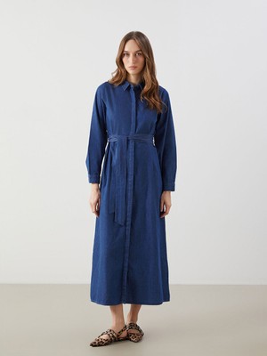 Lc Waikiki Yeni Sezon Gomlek Yaka Kadin Jean Elbise - S5HV34Z8