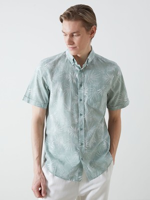 Lc Waikiki Yeni Sezon Regular Fit Kisa Kollu Desenli Poplin Erkek Gomlek - S5FG12Z8