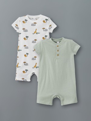 Lc Waikiki Yeni Sezon Bisiklet Yaka Erkek Bebek Penye Tulum 2'li - S5HD52Z1