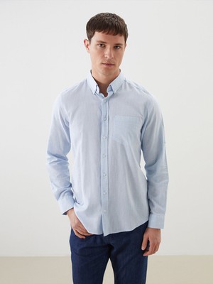 Lc Waikiki Yeni Sezon Regular Fit Uzun Kollu Keten Karisimli Erkek Gomlek - S5FM94Z8