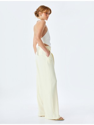 Koton Krep Kumaş Cepli Yüksek Bel Palazzo Pantolon