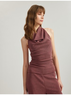 Koton Kolsuz Dokulu Halter Yaka Bluz