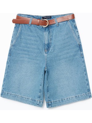 Lc Waikiki Yeni Sezon Beli Kemerli Standart Fit Kadin Jean Sort - S5DM25Z8