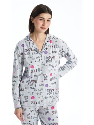 Lc Waikiki Yeni Sezon Gomlek Yaka Desenli Kadin Pijama Takimi - S5CN85Z8