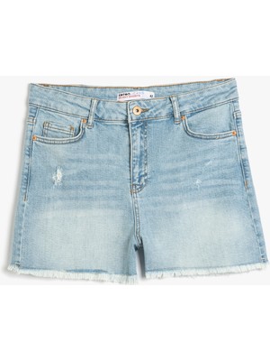 Koton Rahat Kesim Yıpratma Detaylı Denim Şort